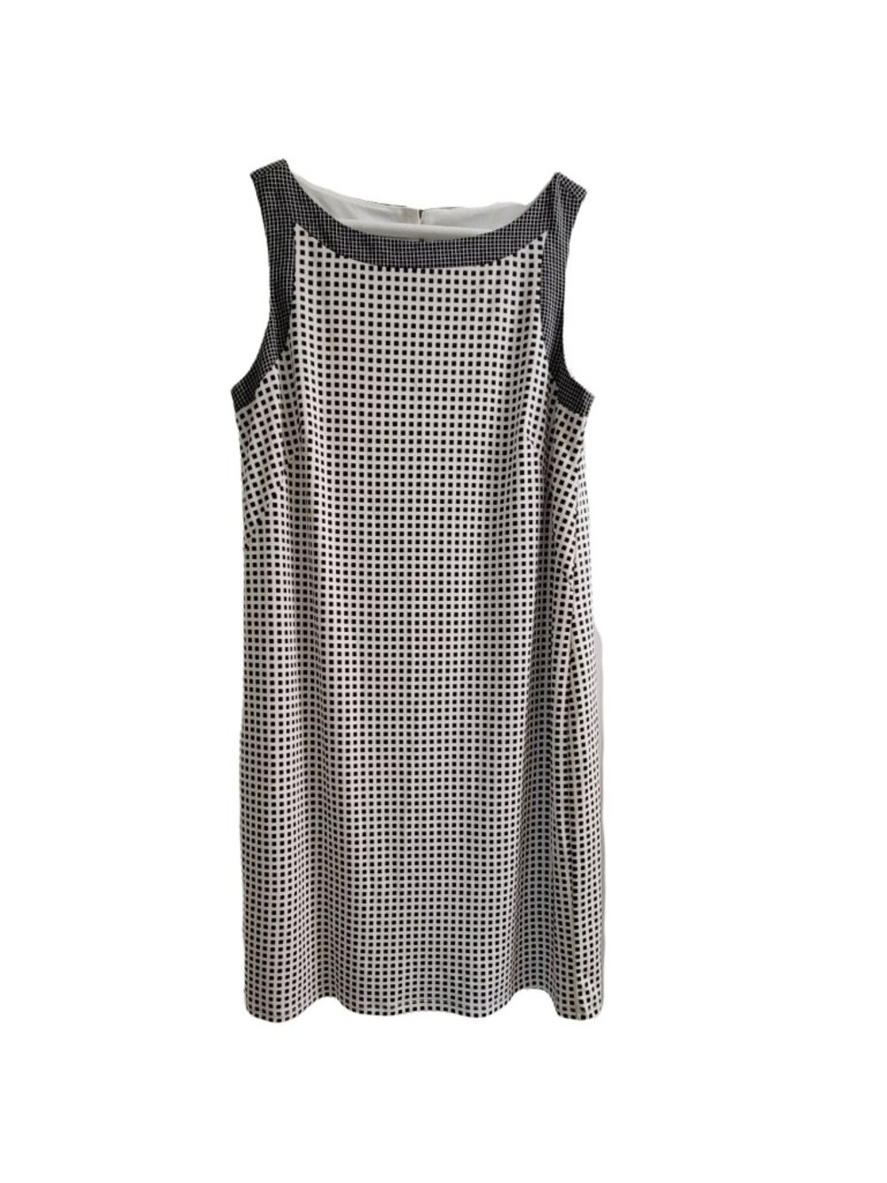 NWT Anne Taylor Petite Small PS Lined Sleeveless Checkered Black Dress 1059